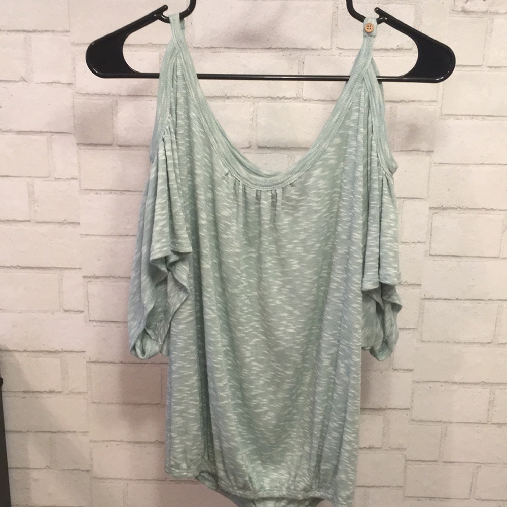 Blue shoulder less blouse